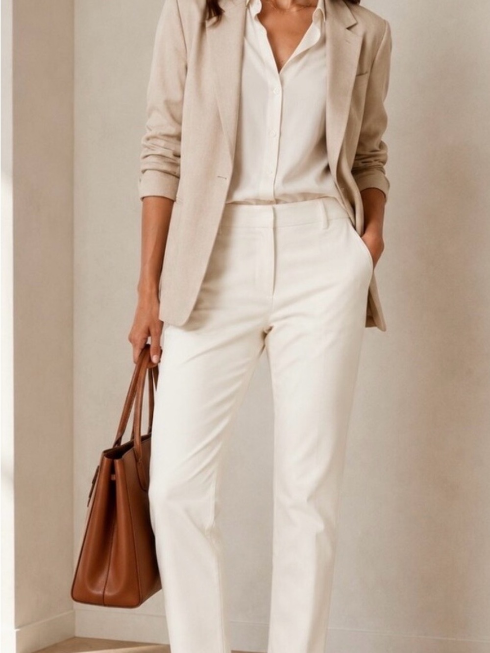 Banana Republic Sloan Skinny Cream Slim Ankle Pants